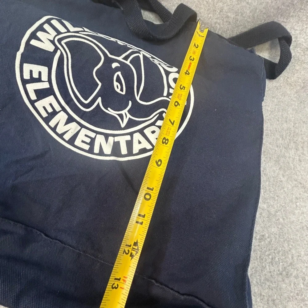 Willowbrook Elementary Elephant Kids Navy Blue Canvas Tote Bag School Graphic OS